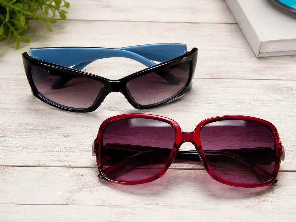 Lot of 2 Fashion Sunglasses Oversized Oval Frames Maroon Brown Women’s Eyewear